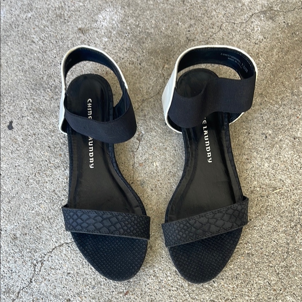Chinese Laundry Black and White Minimalist Sandals